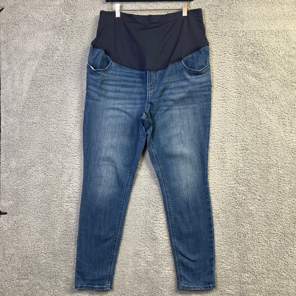 Old Navy Maternity Wow Jeans Women 16 Blue Denim Skinny Full Panel Campeche Wash